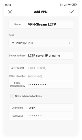 android l2tp/ipsec pre-shared key based vpn server